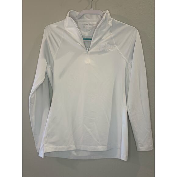 Peter Millar Women's White 1/4 Zip Pullover with Wing Stop Logo Sz M UPF 50+ - Picture 1 of 7